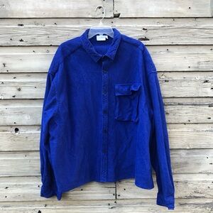 Men's ASOS Design Oversized Boxy Diagonal Cobalt Blue Corduroy Shirt - 3x